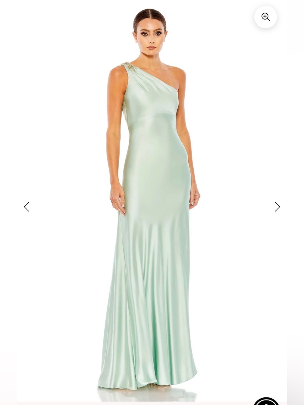 NWT Mac Duggal “Sage”One-Shoulder Satin Evening Gown size 8